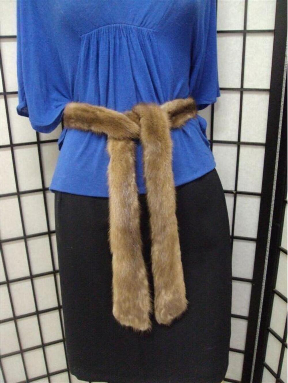 REFURBISHED NEW CANADIAN PASTEL MINK FUR BELT WOMAN WOMEN 60"